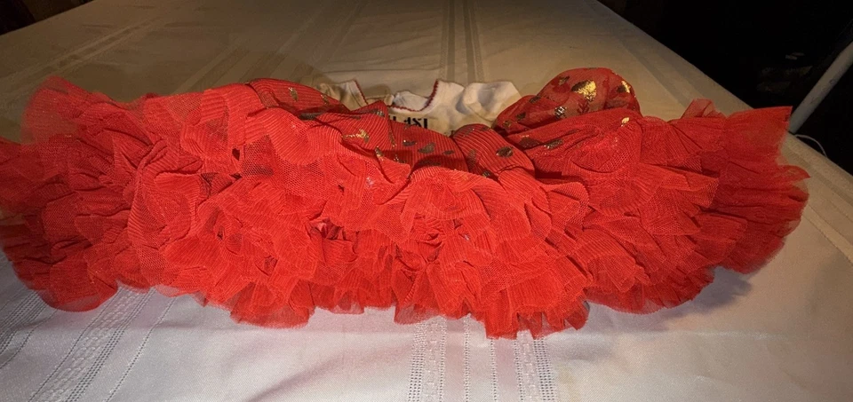 Koala My First Valentines Dress 6-9 M Baby Girl Red Tutu golden Hearts White Top - Image 2 of 4