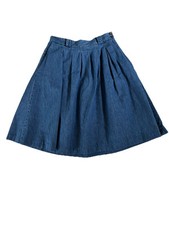 VTG L.L. Bean Pleated Denim Midi Skirt Large 34x28 Made in USA