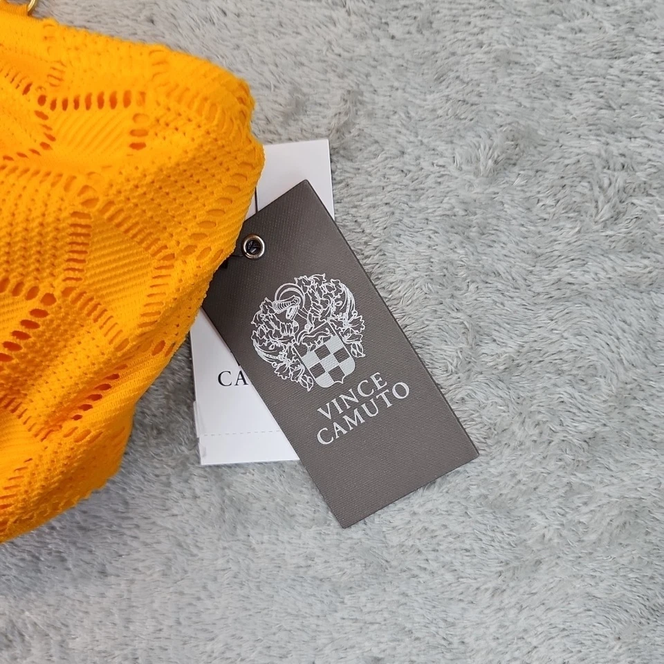 Top de bikini Vince Camuto cuello alto ganchillo anillo mujer talla M mango acolchado natación Foto 4 de 4