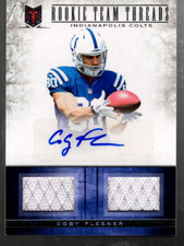 A5023- 2012 Momentum Rookie Threads Dual Materials Signatures 16 Coby Fleener/25