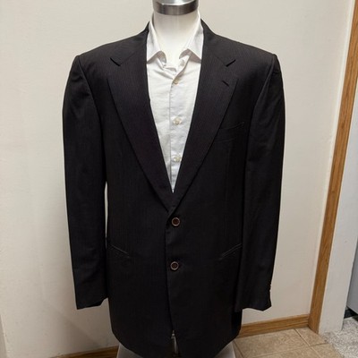 Brioni Suit Jacket for Neiman Marcus Black Surgeon Pinstripe Hand Tailored Italy
