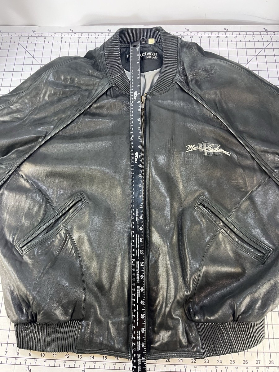 Vtg 90s Marc Buchanan Pelle Pelle Leather Bomber Jacket Black Mens