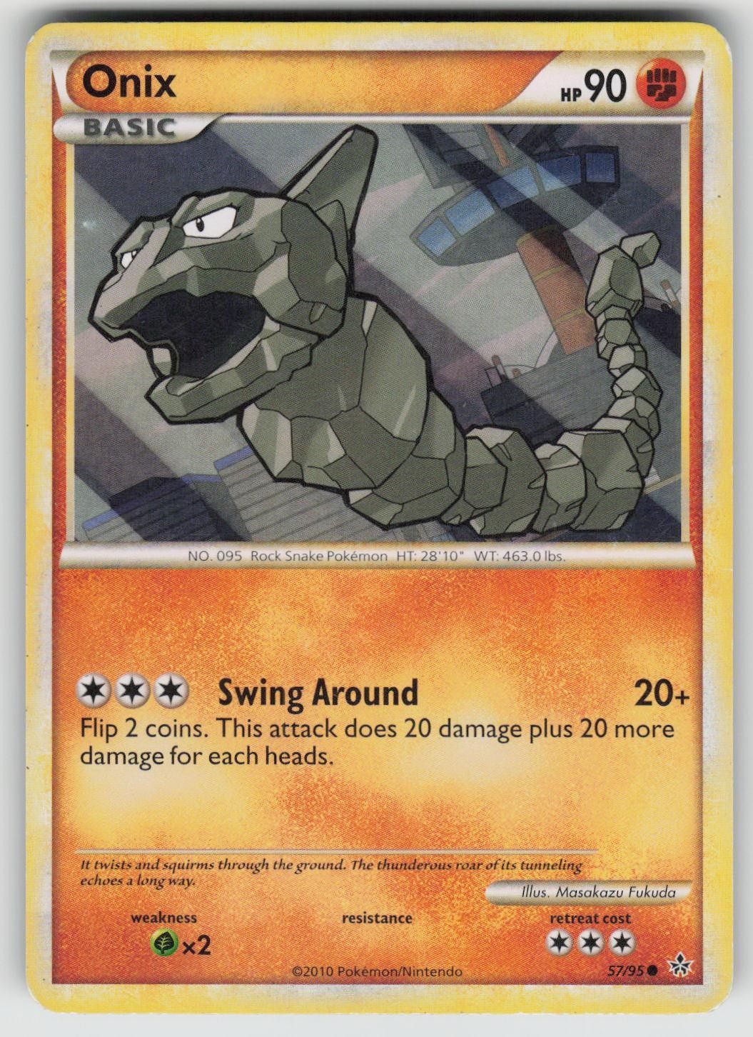Onix 57/95 Common HGSS Unleashed Pokemon Damaged