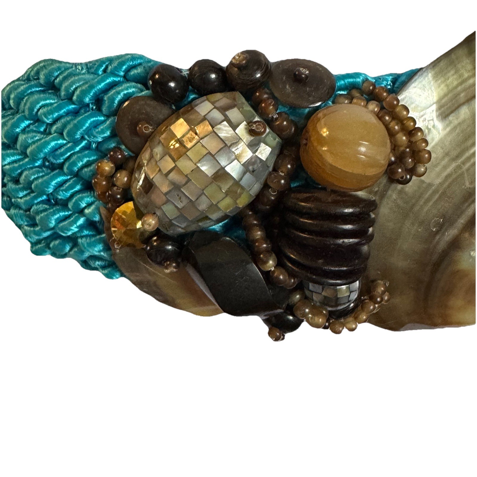 Twisted Blue Cord Statement Shell Beaded Women’s … - image 8