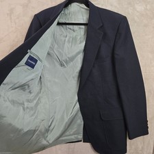 Edgeworth Mens Navy Blue Two Button Blazer Sport Coat Made in USA Size 42L