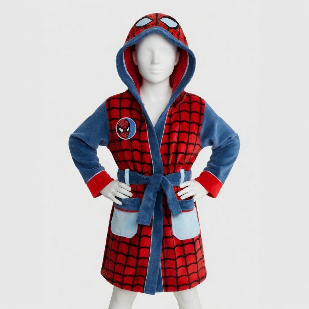 Bata de baño con capucha Marvel Spiderman para niños de 3 a 8 años