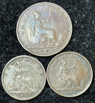 Early Great Britain 3 Coins Lot Great Condition