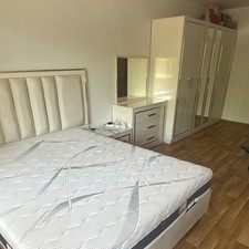 7-tlg. Schlafzimmer-Set Weiß/Gold Bett 160x2...