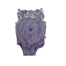 Disney Baby Winnie the Pooh Purple Floral Romper 0-3 Mths Embroidered One Piece