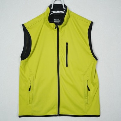 Zero Restriction Mens Golf Vest Lime Green Black Full Zip Softshell Size Large