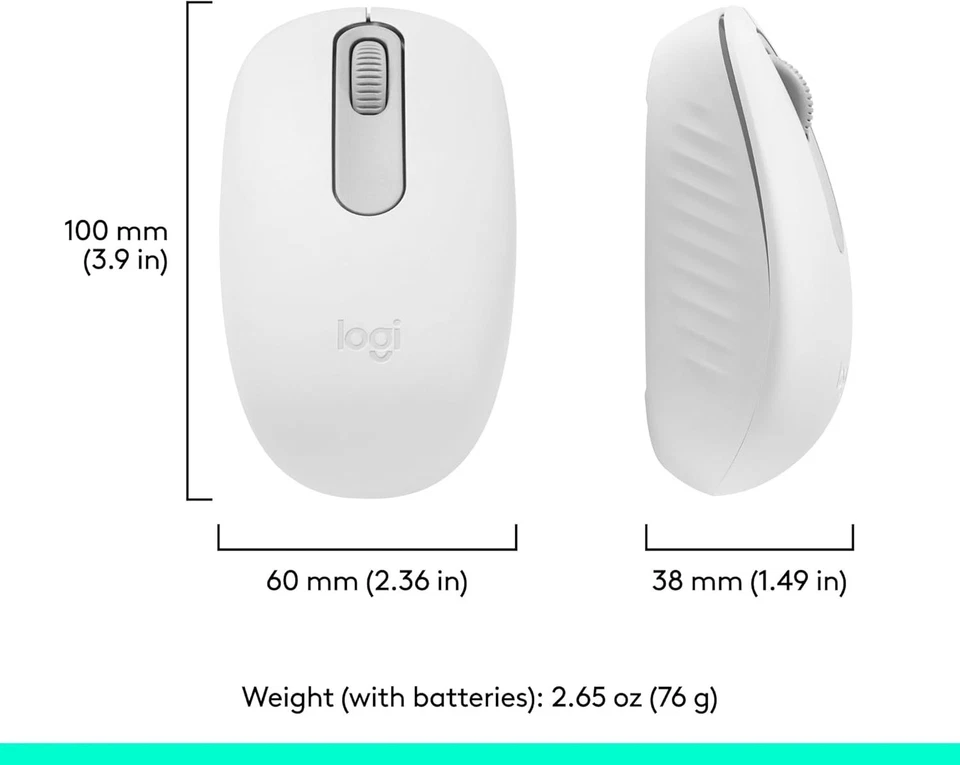 Logitech M196 Bluetooth Mouse White - Wireless, Optical, 12-Month Battery Life - Image 3 of 4