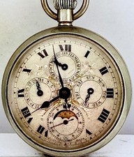Antique  Enamel Calendar Moon Phase Pocket Watch – Emperor Haile Selassie