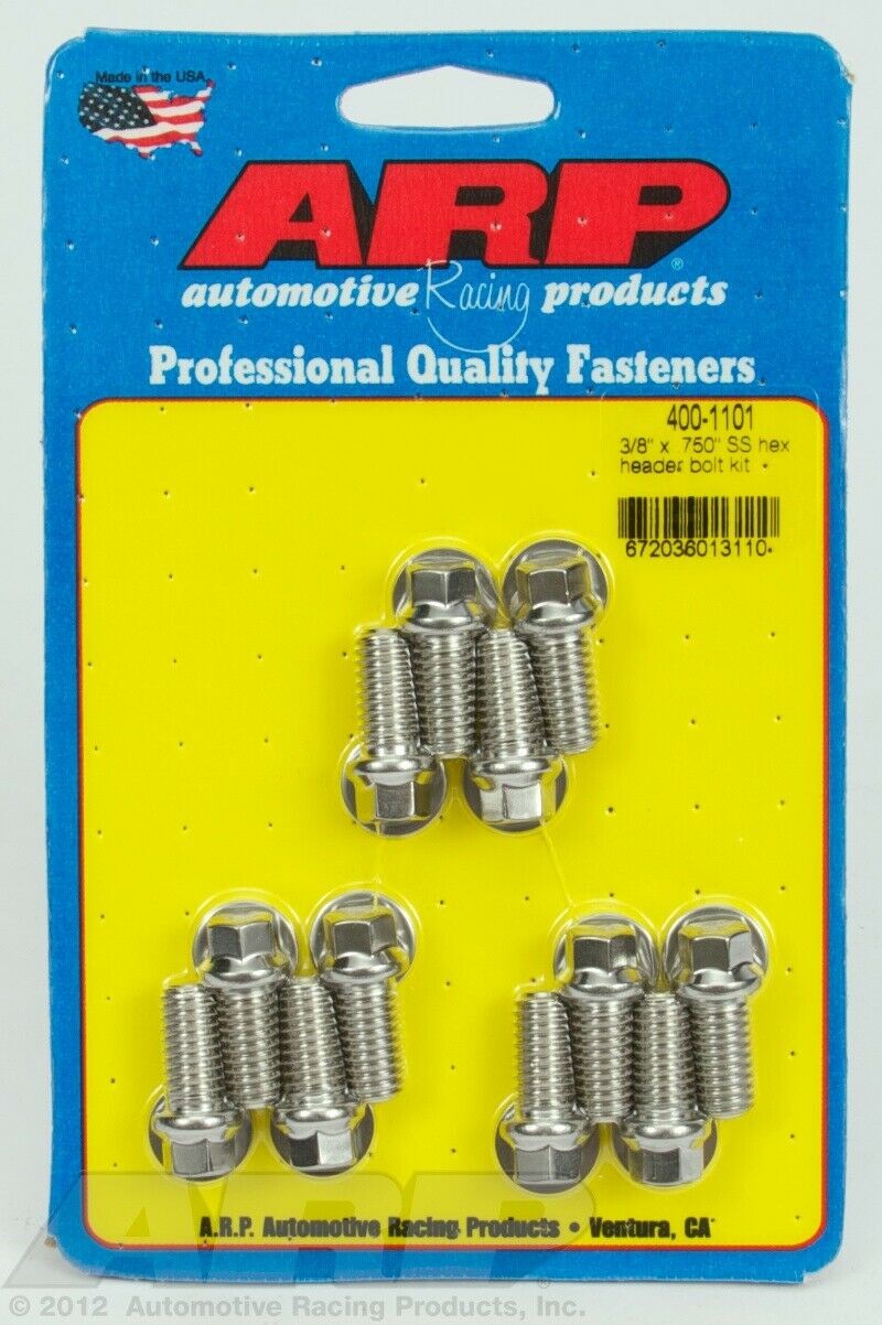 ARP 400-1101 Polished 3/8 x .750 SS hex header bolt kit