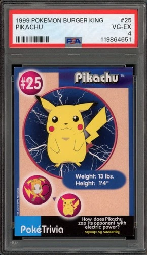 Pokemon 1999 Pikachu Burger King #25 PSA 4