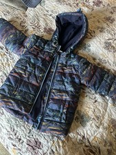 Little Me Toddler Boys Dinosaur Puffer Jacket Size 3T Hooded Fleece Lined