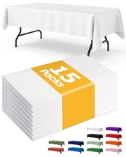 Plastic Table Cloth Rectangle Table 15 Pack, 54" x 108" - 15 Packs White