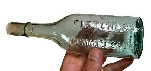 Antique Burst Top Fletcher's Fletchers Tomato Sauce Bottle Jar Civil War Era