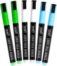 Magnetic Liquid Chalk Markers (6 Pack) - Vibrant Neon Colors - Erasable Dry
