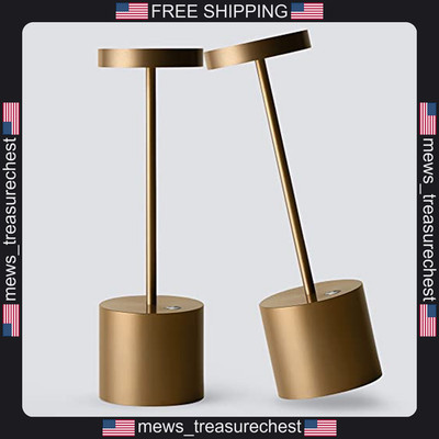 Cordless LED Table Lamp 2 Pack Rechargeable Battery Powered Metal USB Light