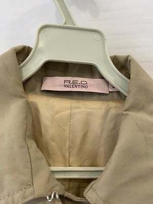 RED Valentino Scalloped Hem Trench Coat Tan Beige Double Breasted