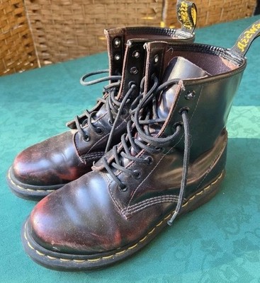 Vintage Dr Martens Red Oxblood Or Cherry Arcadia Boots Doc Rubbed Leather Size 7