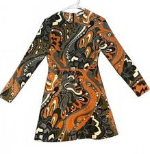 Zara Women's X-Small Psychedelic Paisley Print Long Sleeve Dress