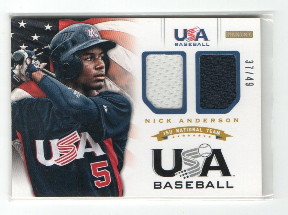 2012 Panini USA Baseball National Team 15U #/49 Nick Anderson #2 Patch 2/CLR