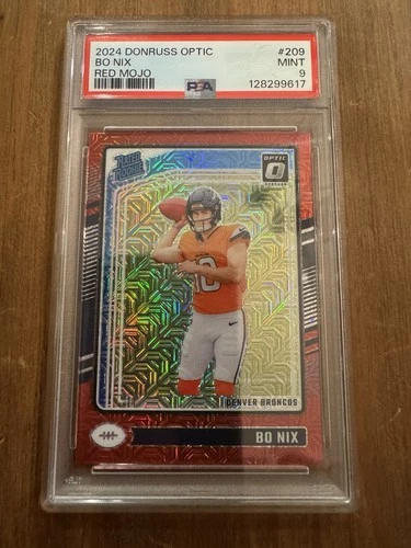 2024 Donruss Optic Bo Nix Rated Rookie Red Mojo #209 PSA 9  Broncos!!