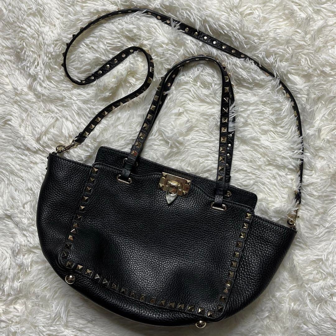 VALENTINO☆ROCKSTUD トート ２WAY Valentino Garavani Rockstud 2WAY Tote Bag Women's Brown