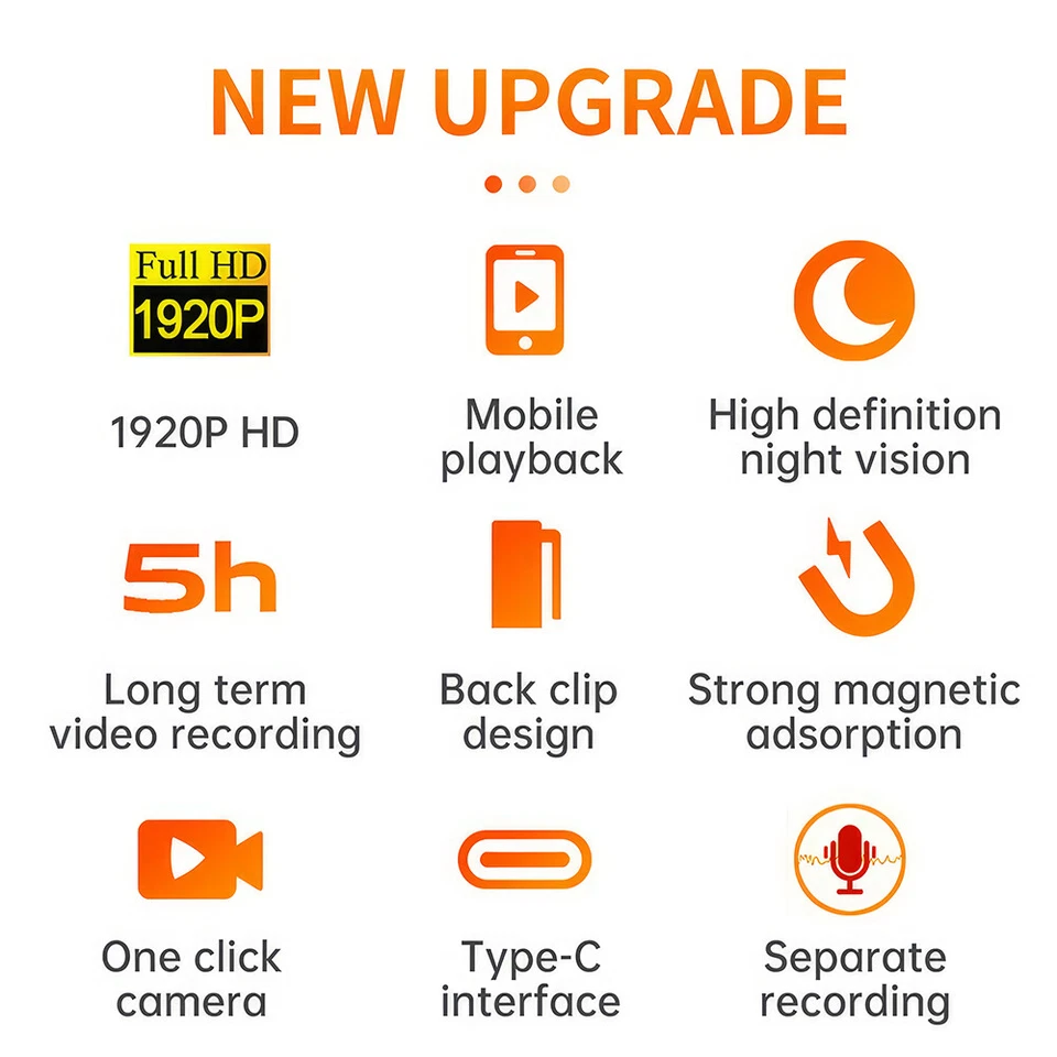 Cámara corporal profesional con grabación de audio visión nocturna 1920P mini cámara portátil policial Foto 4 de 4