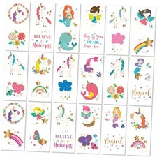 Unicorn and Friends 36 Temporary Fake Tattoo Set, 18 Individually Wrapped