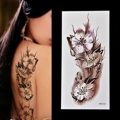 MARKENLOS Flash Disposable Temporary Adhesive Tattoo Flowers Black Purple Body Body Gift