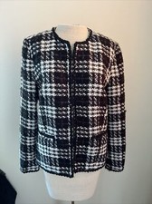 Dressbarn tweed boucle blazer black white plaid M Medium
