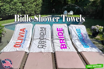 Personalized Bridle Shower Name Beach Towel, Custom Towel With Name, Bridesmade