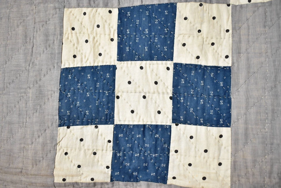 Colorful Vintage 1920's Nine Patch Antique Quilt~CLASSIC DESIGN! - Image 4 of 4