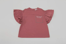 NWT Brunello Cucinelli Girls' Graphic Ruffle Sleeve Tee With Beading Size 6 A228