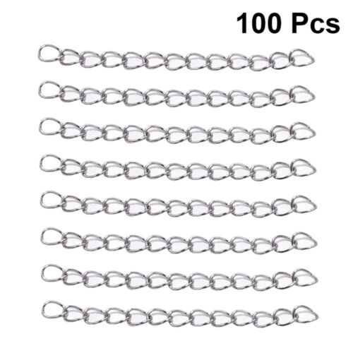  100 Pcs DIY Chain Jewelry Extender Chains Sterling Silver Stainless Steel - Afbeelding 1 van 9