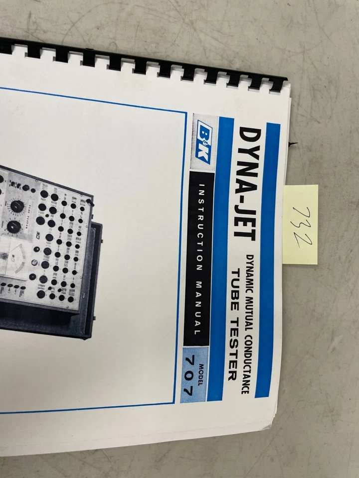 B&K Dyna-Jet 707 Tube Tester Manual & Tube Charts – Card Stock Covers - Image 3 of 4