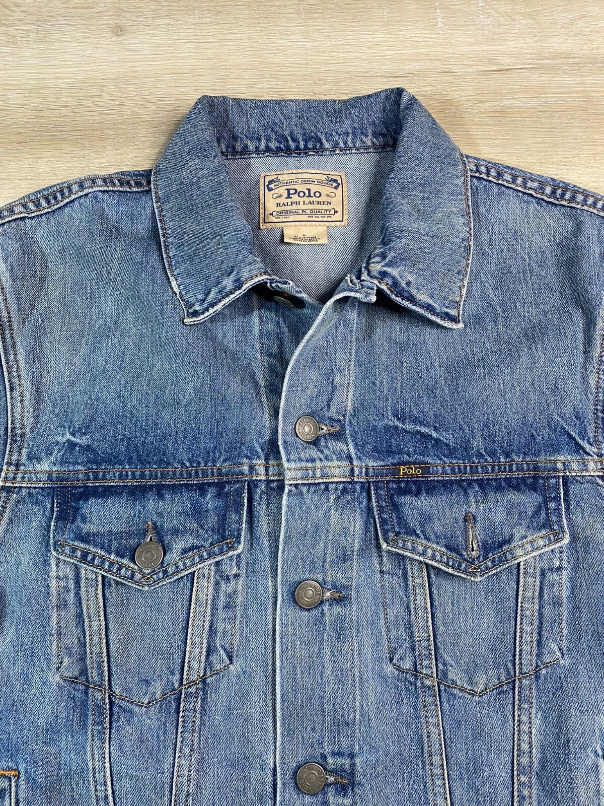 Giacca Polo Ralph Lauren uomo B&T nuova con etichette 2XB Big Pony stampa grafica jeans denim