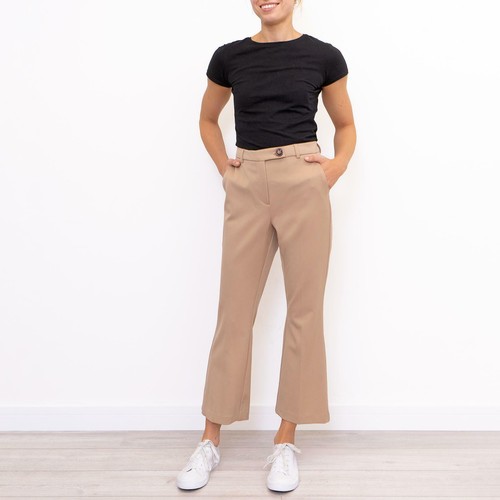 Womens M\u0026S Trousers Smart Camel Wide 