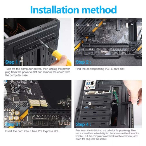4 Ports PCIE Card 2*USB-A 2*USB-C PCI Express Extension Card USB3.2 GEN1 5Gbps - Afbeelding 8 van 11