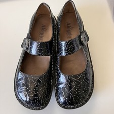 Alegria Womens Shoes Paloma Etched 9.5 10 EUR 40 Patent Leather Black Mary Jane