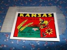 Vintage Dip Decal Kansas Waving Fields of Grain Map Windshield Luggage