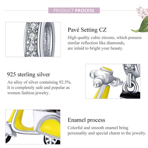 Ciondolo Ciondolo Moda Argento Sterling 925 Zirconia Perline Fai da Te Bracciale Ciondolo Voroco - Foto 9 di 205