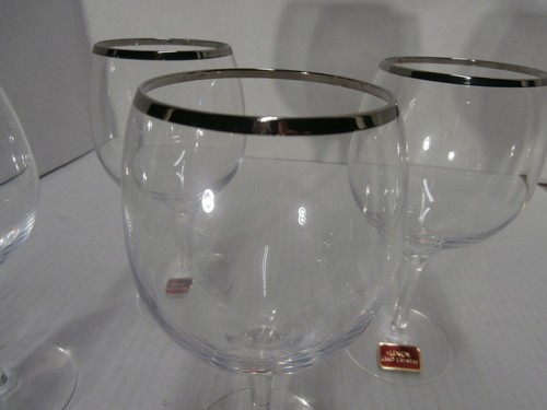 Lenox Lead Crystal Wine Goblets Platinum Trim Set of 4 - New with Stickers s11b - Imagen 2 de 3