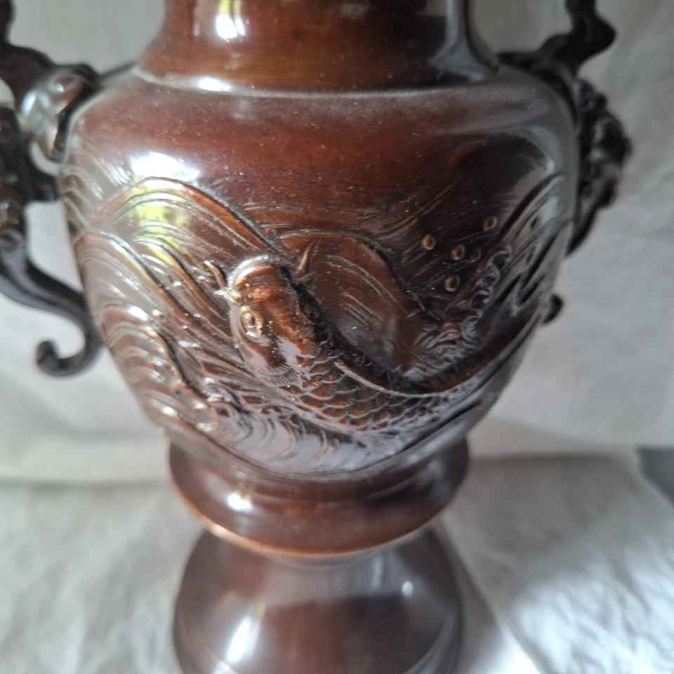 ancien brule parfum, vase japonais chien Fu en bronze - Photo 2/4