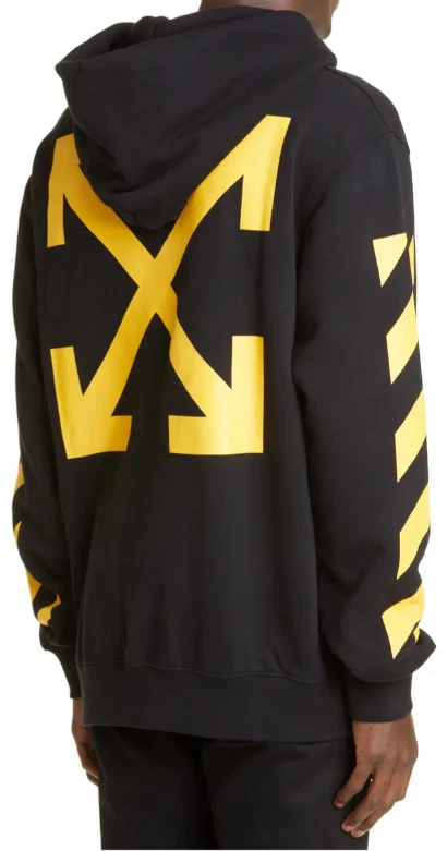 OFF WHITE Felpa con cappuccio bianca Caravaggio pittura grafica nera taglia XL