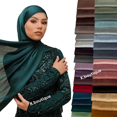 Neu Luxus Premium weich üppig Seide Schal Hijab elegant einfach Halstuch Sarong Schal UK