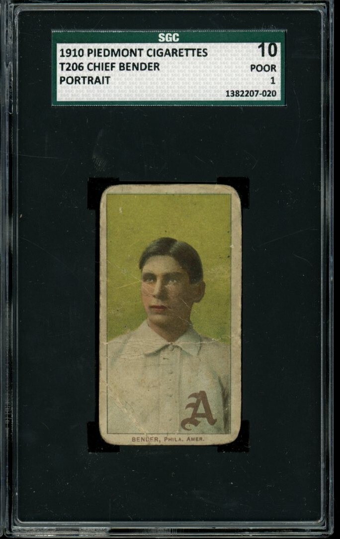 1909-11 T206 Chief Bender Portrait Piedmont SGC 1 PR LOOK!