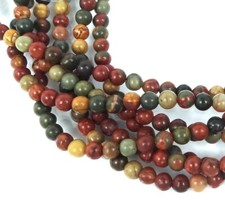 4mm natural Red Creek Jasper Picasso Smooth Round Beads 15" strand